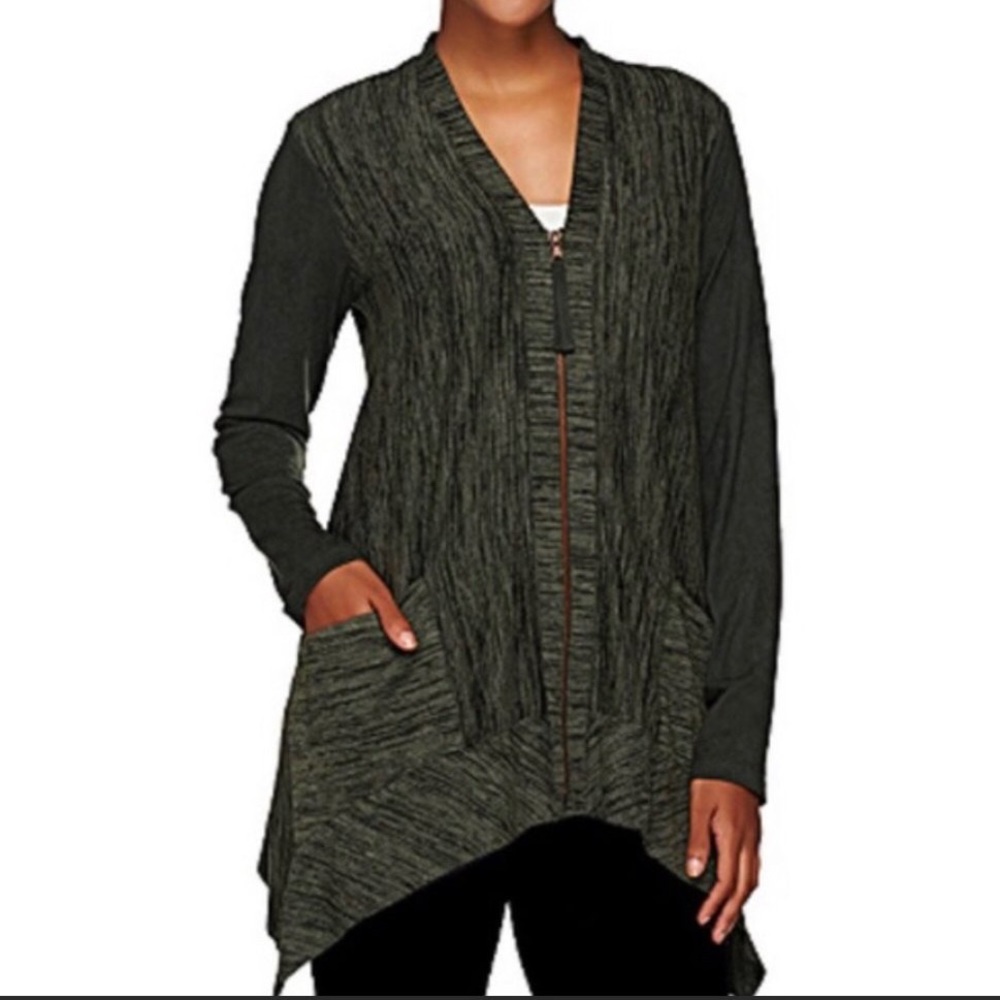 LOGO by Lori Goldstein zip up tunic XS